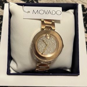 New with tags diamond movado rose gold watch